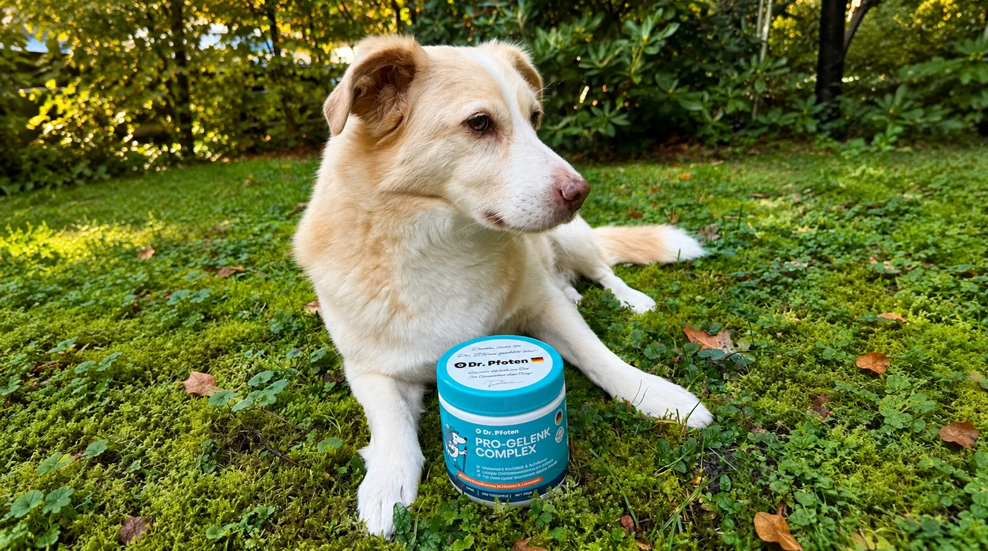 Pro-Gelenk Complex im Alltag mit Hund im Garten